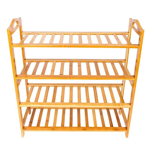 Bamboo Shoe Rack 4-Tier Entryway Shoe Shelf Storage Organizer for Home & Office Easy to Assemble Wood Color Bamboo Shoe Rack 4-Tier Entryway Shoe Shelf Storage Organizer for Home & Office Easy to Assemble Wood Color