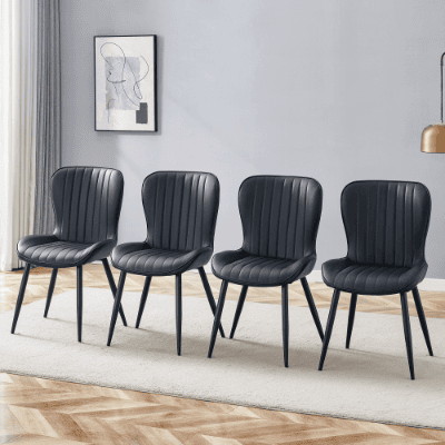 The Black Minimalist Ergonomic Dining Chair Comes In A Pack Of 4, With A Comfortable Design Of Extended And Curved Seat Cushions, Unlocking A Com