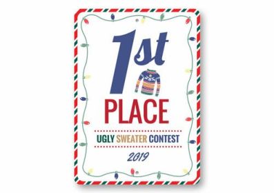 1st Place Ugly Sweater Contest Sign (size: 8 x 12 inches)